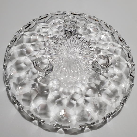 Fostoria American 3 Toed Tidbit 7 1/4" Sparkling Cubist Server - Picture 11 of 15